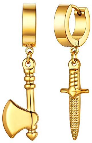 FaithHeart goldener Kreolen Dolch Ohrring Kreolen Axt Ohrstecker mit Geschenkebox für Weihnachten Valentinstag Geburtstag
