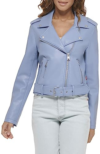 Levi's The Belted Faux Leather Moto Jacket (Regular & Plus Size) Giacca in Ecopelle, Paese Blu, L Donna
