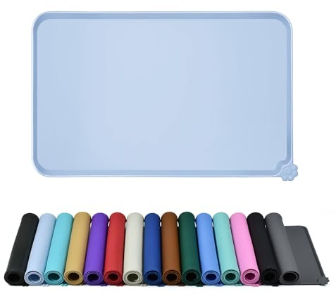 Reopet Silicone Pet Feeding Mat - Waterproof & Non-Slip Dog Cat Placemat | High Raised Edges Prevent Food & Water Spills to Protect Floors, Easy to Clean, Fit for Dog Cat Bowls