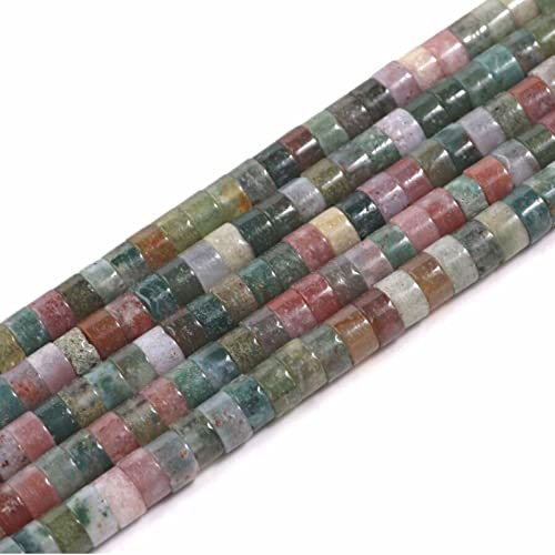 ACYUNLEI 1 Strand 4x2mm Natural Gemstone Heishi Beads - Loose Flat Round Undyed Cylinder Spacer Stone for Bracelet Earrings Jewelry Making - Indian Agate