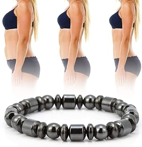Armband, Abnehmen Armband, Gewichtsverlust Armband, Mode Männer Frauen Unisex Schwarz Stein Armband Gesundheitswesen Magnetfeldtherapie Armband, tolles Geschenk