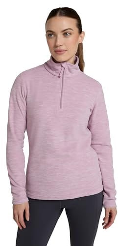 Mountain Warehouse Camber Half Zip Women's Fleece - Lightweight, Warm & Cosy Half Zip Sweatshirt Top - Best for Camping, Outdoors, Travelling & Hiking Light Pink L