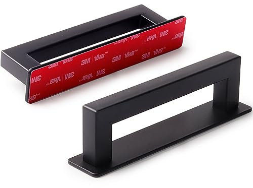 RVPEKUPE 4 Stück selbstklebende Schrankgriffe, quadratischer Edelstahl mit selbstklebendem Türgriff für Küchenschränke, Fenster, Kommode und Schiebetür (Gesamtlänge 11,4 cm)