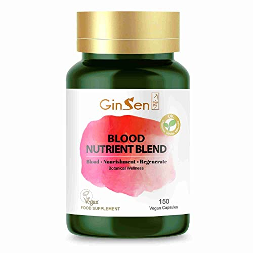 GinSen Blood Nutrient Blend, Maintain Optimal Energy & Blood Health, Natural Iron Support, 150 Capsules, Vegan Approved, Made in UK