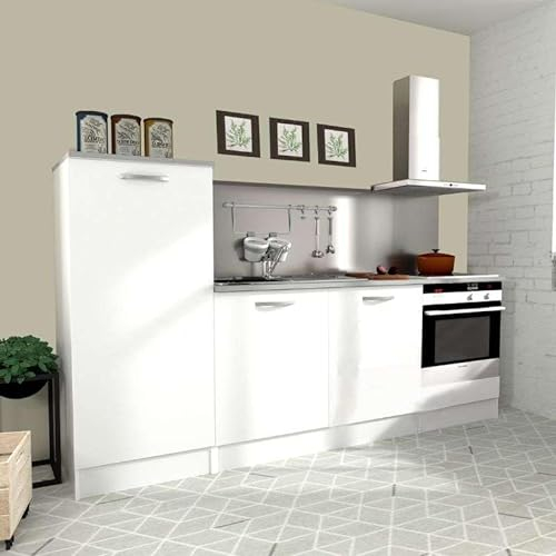 Miroytengo Cocina Modular Color Blanco EKO melamina con encimamera incluida 4 módulos 240 cm Ancho