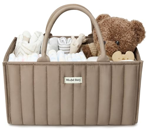Blissful Diary Baby-Windel-Caddy Organizer, stilvoller Aufbewahrungskorb für Neugeborene und Windelstation, Geschenk für Babyparty und Wunschliste, Mokka-Braun