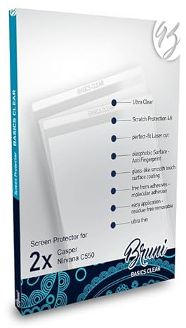 Bruni Schutzfolie kompatibel mit Casper Nirvana C550 Folie, glasklare Displayschutzfolie (2X)