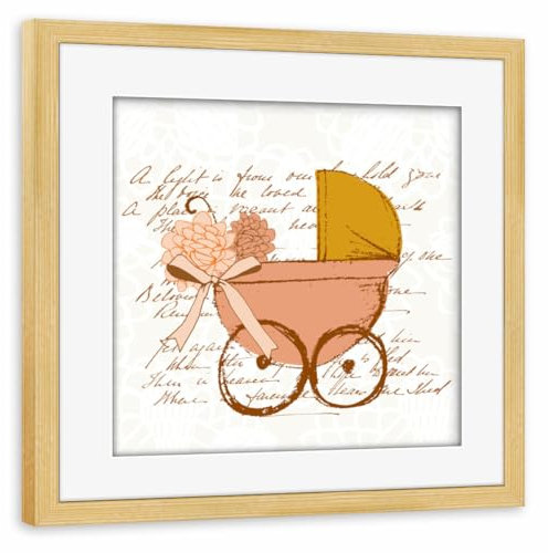 artboxONE Poster mit Rahmen Kiefer 40x40 cm Lisa Dolson - Kinderwagen von The Artcircle - gerahmtes Poster