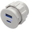 QIANRENON USB C & USB Eingebettet Montage Schnelllade Anschluss 15W Type C Gewinde Befestigung Adapter 2 Port Ladebuchse, 5V/3.1A, LED Licht, Montage Auf Möbeln Desktop, Weiß (Nur Laden)