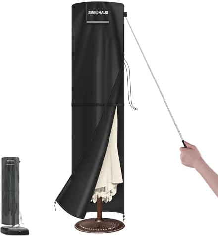 SIMPHAUS Housse de Protection pour Parasol Droit Housse Protection Parasol Deporte pour 3m Ø Housse pour Grand Parasol avec Fermeture Éclair Imperméable Anti-UV Tissu Oxford 420D 270x60/60cm