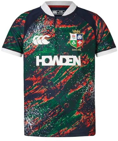 Canterbury Junior Unisex British & Irish Lions Canterbury Warm Up Rugby Jersey | Replica Fit | Official British & Irish Lions Licensed Product Technical Rugby Jersey, Dark Sapphire/Rddaha/Egrt/Scar, 6