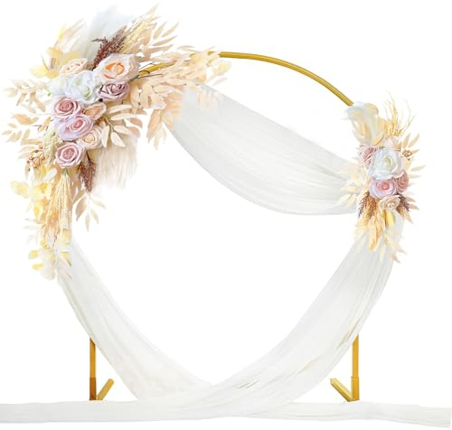 VERMIS Künstlicher Hochzeitsbogen, Blumen-Set, 2 Stück Blumengirlanden, 1 Stück Drapierter Stoff, Für Hochzeitszeremonie, Hintergrund, Dekoration, Laube, DIY