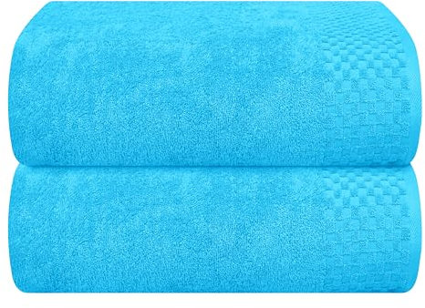 MyOwn Baumwolle 2er-Pack übergroße Badetücher 100 x 150 cm, große Badetücher, Ultra saugfähig, kompakt, schnell trocknend und leicht — Türkis Blau