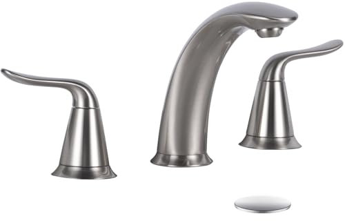 VXV Robinet de salle de bain à 3 trous, 20,3 cm, largement répandu pour lavabo de salle de bain avec drain pop-up en nickel brossé