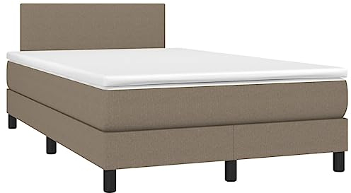 vidaXL Boxspringbett, Bett mit Matratze Kopfteil, Polsterbett Doppelbett für Schlafzimmer, Schlafzimmerbett Bettgestell Lattenrost, Taupe 120x190cm Stoff