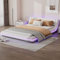 FEZTOY LED Polsterbett 160x200 cm mit Lattenrost, Bodenbett Kunstleder - Bogendesign Bett Jugendbett Bettgestell Doppelbett, ohne Matratze, weiß