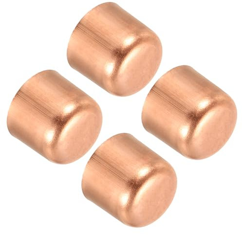 PATIKIL 1/2 Pollici ID Tappo per Estremità Tubo in Rame, 4pz Tappi in Rame per Raccordi a Saldare per Impianti Idraulici HVAC Condizionatori d'Aria, Tono Rame
