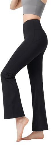 flintronic Damen Flare Yogahose, Hohe Taille Yogahose, Bauchkontrolle Schlaghose, Sporthose mit Versteckten Taschen, Stilvolle Freizeitliche Yogahose für Outdoor, Fitness, Arbeit