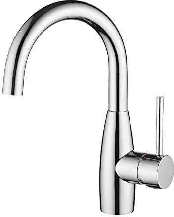 CREA Wasserhahn Bad, 360° Drehbare Waschtischarmatur Bad, Waschenbecken Armatur mit Hohem Auslauf, Mischbatterie für Badzimmer oder Kleine Küche,Edelstahl Chrom