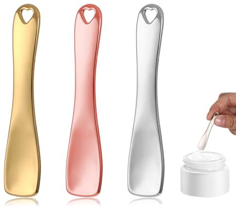 JIYIN 3 Stück Metall Spatel Kosmetik, Beauty Scoop Hautpflege Kosmetik Löffel Gesichts Applikator Mini kosmetikspatel für Maske Gesichtscreme Lotionen Mischen Probenahme