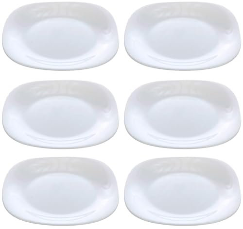 AC - Pack de 6 Platos de Postre - Modelo Parma - 20 cm - Vidrio Opal Templado - Apto para lavavajillas y microondas - Ideal para el hogar, Cocina y hostelería
