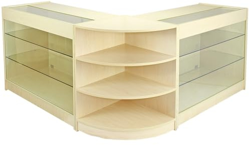 Monster Shop 2 x C1200 1 x LM60 Pulsar Ladeneinrichtung Austellungsvitrine Rezeption Ladentheke Ladentresen Verkaufstisch Verkaufstheke Kassentisch Empfangstresen Theke Ahorn