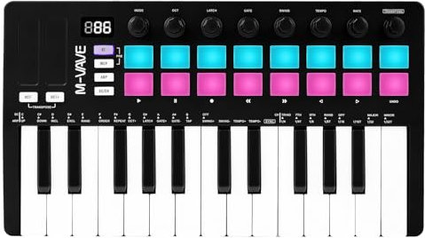 Joyance MIDI Keyboard Controller BT Wireless 25 Key Keyboard Controller for Practice Performance Black