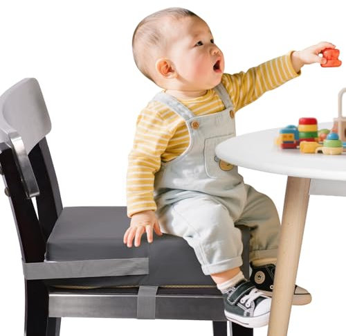 Sitzerhöhung Stuhl Kind PU Waschbar Zerlegbar sitzerhöhung stuhl 10cm SitzerhöHung Sitzkissen Kinder mit 2 Sicherheitsschnalle Gurt Tragbare KindersitzerhöHung Rutschfeste StuhlerhöHung Kinder