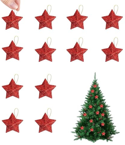 12 Stück Weihnachtsbaum Stern Deko Weihnachtsbaum Deko Weihnachtsstern Christbaumschmuck Weihnachtsschmuck Baum Weihnachtssterne Baumschmuck Weihnachten Weihnachtsdeko Baum Stern Anhänger Aufhänger