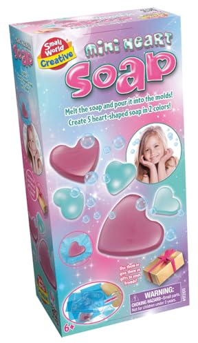 Small World Toys Creative Mini Heart Soap Making Kit, 2 Colours, DIY Craft Set with Moulds and Gift Box, Ages 6+