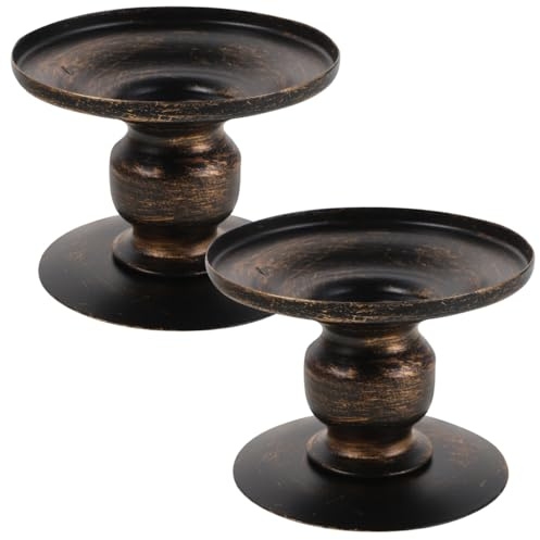 Alipis 2Er Set Vintage Kerzenständer Schwarz Für Stumpenkerzen Kerzenhalter Aus Robustem Material Tischdeko Für Esszimmer Wohnzimmer Schlafzimmer Und Hochzeitsfeier