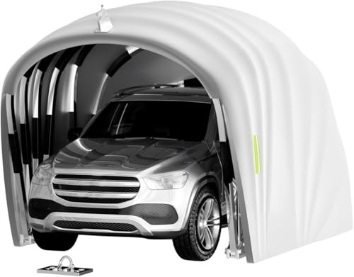Qcesorib Posto Auto Coperto Esterno con Serratura, Tenda per Auto in Acciaio Inossidabile, Tettoia per Auto Telescopica Portatile, Resistente a Pioggia e Neve, per Auto, Moto
