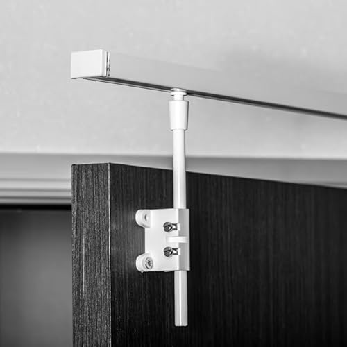 Pivorail Kit Tringle de Porte Pivotante en Aluminium laqué blanc, 120 cm, Pour Montage en Affleurement, Profil 17 x 21 mm