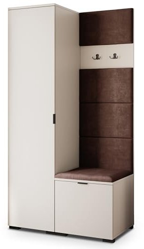Masseno Flugarderoben Set Lori, Kleiderschrank-Set mit Sitzbank, Garderobenschrank Flur mit 3 Regalböden, Kaschmir