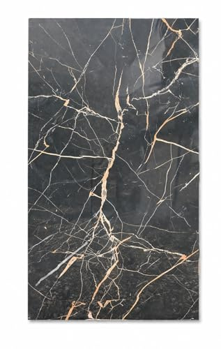 Stock Ceramiche Piastrella in Gres Effetto Marmo, Nero con Venature Dorate, 60x120 cm, Spessore 1 cm, per Pavimento e Rivestimento, 1 Pezzo