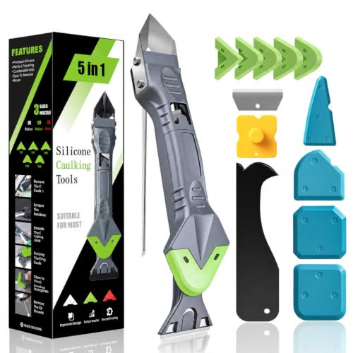 5-in-1 Fugenwerkzeug-Set für Silikon – Entfernen & Auftragen, Bad und Küche | Multifunktional, ergonomischer Griff, Edelstahlkopf, Komplett-Set, einfache Bedienung, universell nutzbar, diverse Größen
