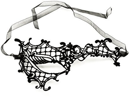 Oblique Unique® Venezianische Maske für Damen Schwarz - Elegante Spitzenmaske für Maskenball Halloween Karneval Kostümball - Geheimnisvolle Augenmaske Ballmaske Gesicht Maske Einheitsgröße - Model 4