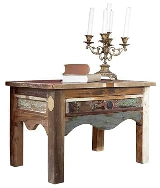 MASSIVMOEBEL24.DE Nature of Spirit Nachttisch 60x40x40 Indisches Altholz, Farbe:Mehrfarbig lackiert, Größe:60x40x40 cm (BxTxH)