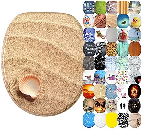 Sanilo Soft Close Toilet Seat, Wide Choice of New Toilet Seats, Stable Hinges, Easy to Mount (Clam)