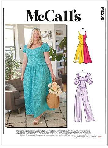 NA McCall's Sewing Pattern M8209B5 B5 (8-10-12-14-16) Misses' & Women's Dresses & Jumpsuit, Multi Colour
