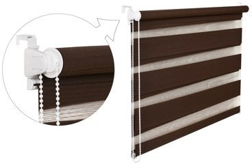 DOPPELROLLO DUOROLLO 90 CM BREIT 150 CM LANG Schoko INKL. SEILZUG FENSTERROLLO KLEMMROLLO JALOUSIE