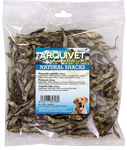 ARQUIVET Kapelin Fisch 150 g – 100% natürliche Hundesnacks – Leckerlis, Belohnungen, Ergänzungsfuttermittel für Hunde