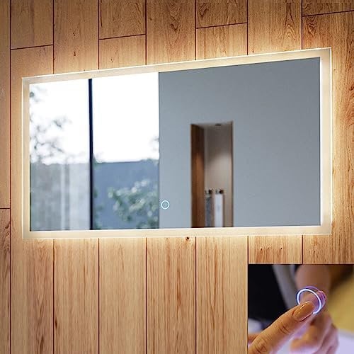 Lomadox Badezimmer LED Spiegelschrank 140cm Touch Funktion und LED-Hintergrundbeleuchtung