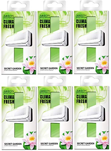 Areon Clima Fresh Ambientador Casa Jardín Secreto Aire Acondicionado Verde Original Hogar Salón Oficina Tienda Olor (Secret Garden Pack de 6)