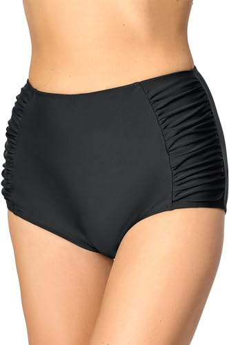 Merry Style Damen Bikinislip MS10-119 Bikinihose Bauch Weg Effekt (Schwarz (9240), 48)