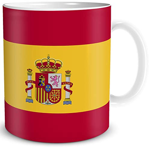 TRIOSK Tasse Flagge Spanien Länder Flaggen Geschenk Souvenir Espana für Reiselustige Frauen Männer Arbeit Büro Weltenbummler