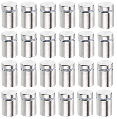 IGNPION 24Pcs Sign Standoff Bolt, Wall Advertisement Fixings Bolts, Silver | 19mm x 25mm Advertising Holder Fixings Screws for Picture Frames, Store & Office Glass Acrylic Poster Sign Display