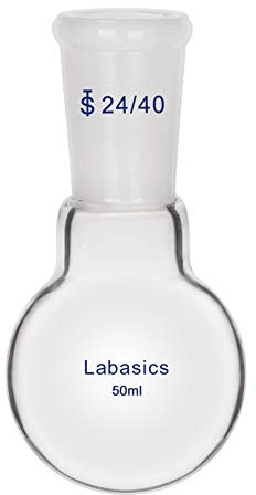 Labasics Glass 50ml Single Neck One Neck Round Bottom Flask RBF, with 24/40 Standard Taper Outer Joint, 50ml