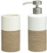 Sealskin Becher Doppio, Zahnputzbecher aus natürlichem Porzellan, Farbe: Sand, handbemalt + Seifenspender Doppio, Porzellan, Farbe: Sand, handbemalt