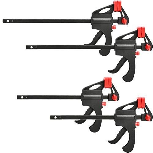 IDEALEBEN 4 St Quick Grip Klemmen F-Klemme - Holzbearbeitungsklammer verstellbar Schnellgriff Ratschenstangenklemmen Einhandstangenklemme, ideal für schnelle und einfache Spannanwendungen(4zoll+6zoll)
